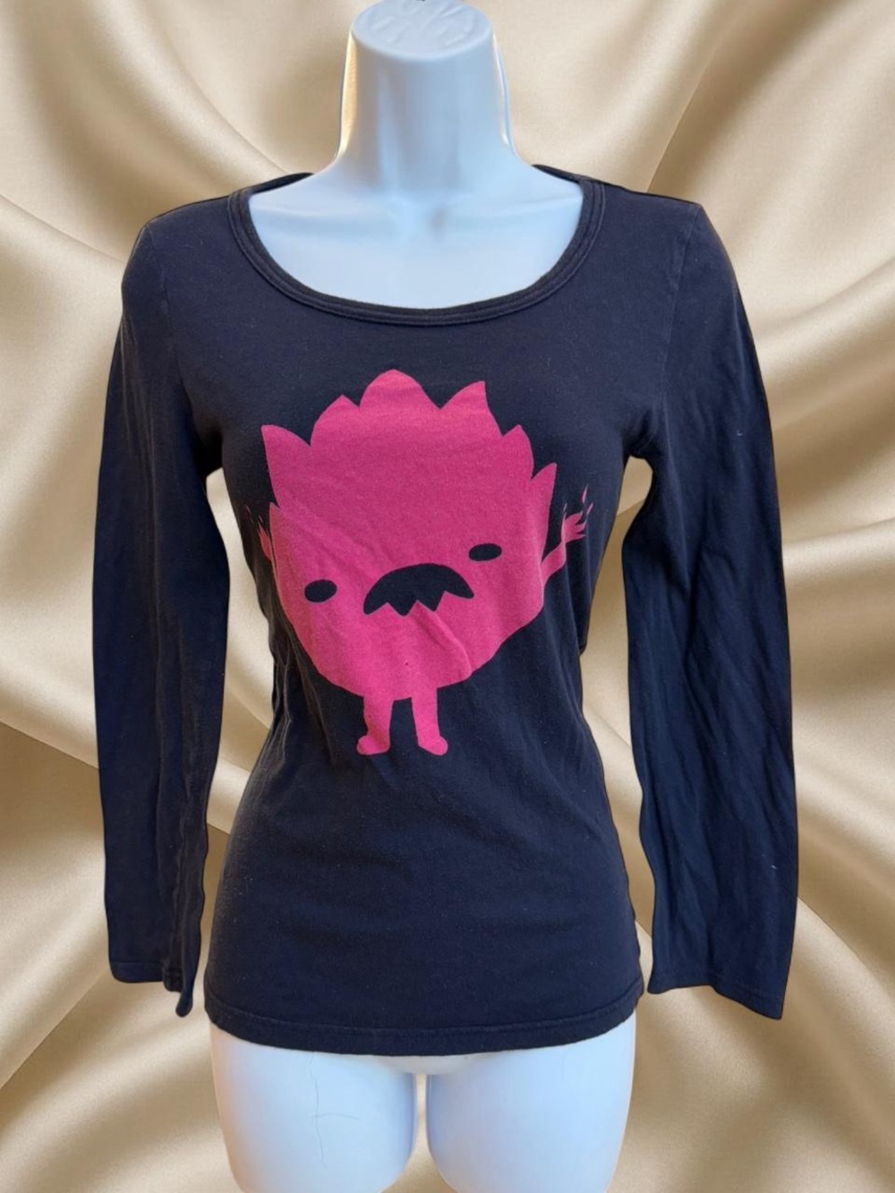 Marc by Marc Jacobs Pink Monster Long Sleeve Tee Top Y2K Graphic Indie Sleaze